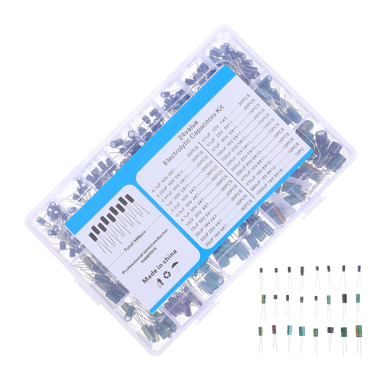 Electronics Repair In Usa - ชุดรวมตัวเก็บประจุอิเล็กโทรไลต์อะลูมิเนียม 500 ชิ้น สำหรับซ่อมแซมวิทยุ LCD สเตอริโอ