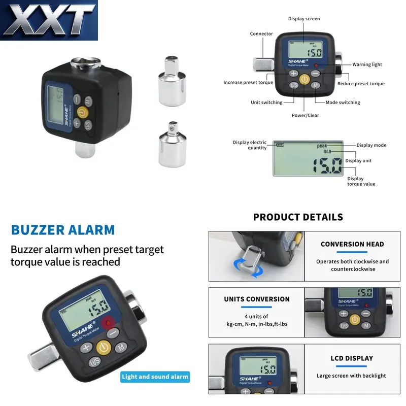 Electronics Repair In Usa - XXT Shahe ดิจิตอลทอร์คเวย์ช อะแดปเตอร์เครื่องมือวัดแรงบิดอิเล็กทรอนิกส์ มาพร้อมอะแดปเตอร์สำหรับยานยนต์, จักรยาน,